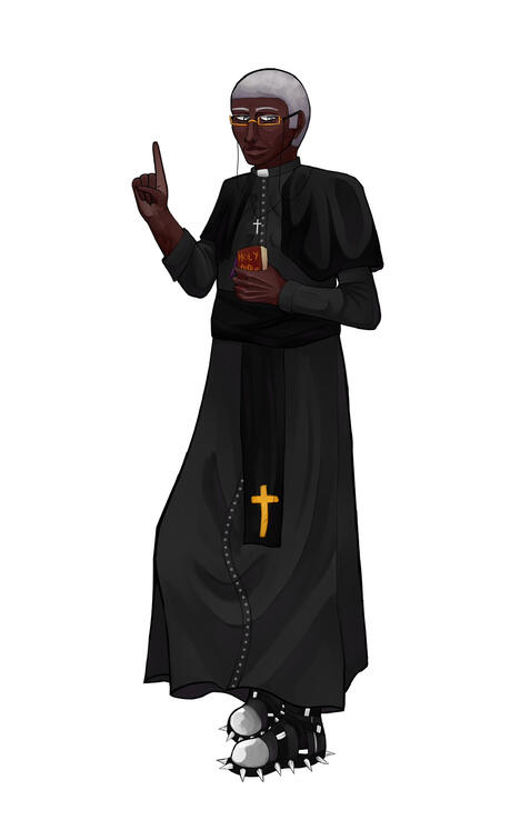 Felix | He/Him | 69 Local man of the cloth, used to be in a rockband in his 20s-30s.