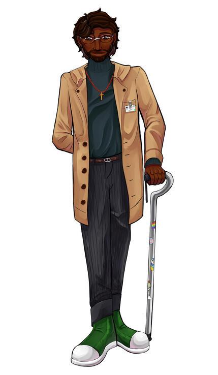 Carlos | He/Him | 37 The protagonist, a kindhearted yet perpetually anxious surgeon.